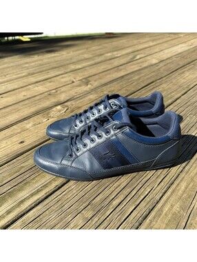 Lacoste Men's Chaymon Lace Up Leather Sneakers Shoes Size 8.5 Blue